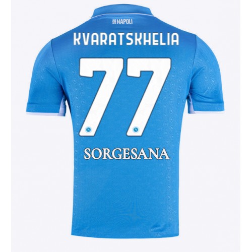 Pánský Fotbalový dres SSC Napoli Khvicha Kvaratskhelia #77 2024-25 Domácí Krátký Rukáv